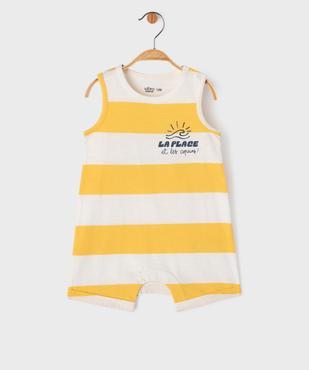 Combinaison courte avec inscription poitrine et dos bébé garçon vue1 - GEMO 4G BEBE - GEMO