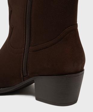 Bottes à talon en suédine look western femme - Follow Me vue6 - FOLLOW ME - GEMO