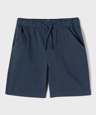 Bermuda en coton texturé à taille élastiquée garçon vue1 - GEMO (ENFANT) - GEMO