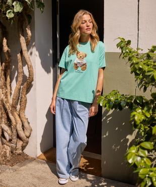 Tee-shirt manches courtes coupe oversize femme - LuluCastagnette vue1 - LULU CASTAGNETTE GEMO FOR GOOD - GEMO