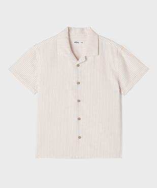 Chemise rayée à manches courtes en lin et coton garçon vue1 - GEMO (ENFANT) - GEMO