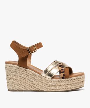 Sandales à talon compensé en corde et brides croisées femme vue2 - FOLLOW ME G4G - GEMO