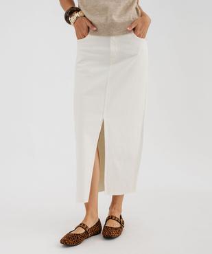 Jupe en jean longue fendue extensible femme vue1 - GEMO 4G FEMME - GEMO