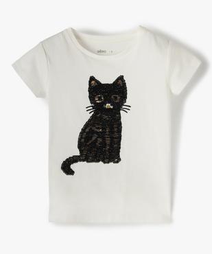 Tee-shirt fille avec motifs en sequins brodés vue2 - GEMO (ENFANT) - GEMO