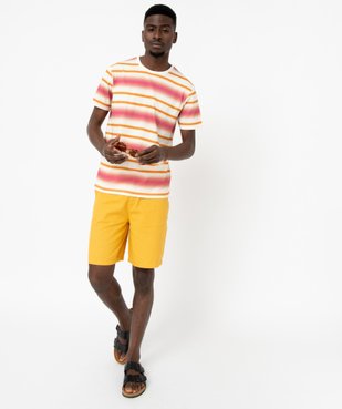Tee-shirt à manches courtes et rayures fantaisie homme vue5 - GEMO 4G HOMME - GEMO