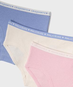Shorty en maille côtelée en coton stretch fille (lot de 3) vue2 - GEMO 4G FILLE - GEMO