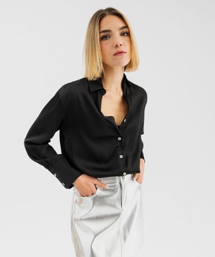 Chemise unie en matière satinée femme vue1 - GEMO(FEMME PAP) - GEMO