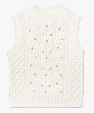 Pull sans manches en grosse maille torsadée à strass femme vue5 - GEMO(FEMME PAP) - GEMO