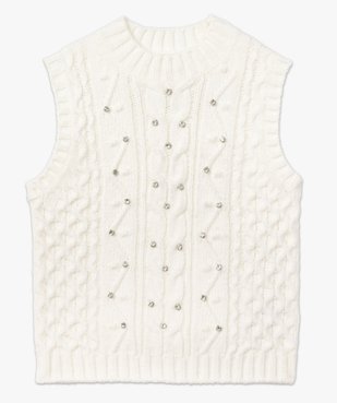 Pull sans manches en grosse maille torsadée à strass femme vue5 - GEMO(FEMME PAP) - GEMO