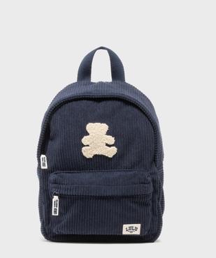 Sac à dos en velours côtelé garçon - LuluCastagnette vue1 - LULUCASTAGNETTE - GEMO