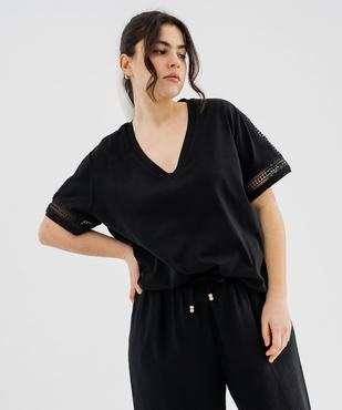 Tee-shirt manches courtes avec détails brodés femme grande taille vue1 - GEMO 4G GT - GEMO