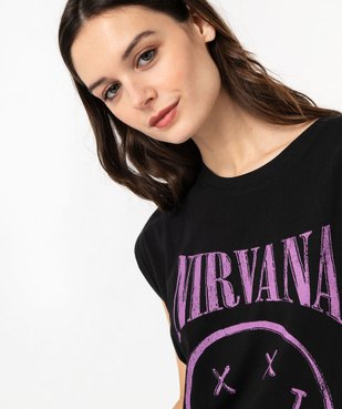 Tee-shirt à manches ultra courtes imprimé femme - Nirvana vue5 - DUA LIPA - GEMO
