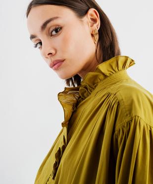 Chemise manches longues à col victorien en voile de coton femme vue2 - GEMO(FEMME PAP) - GEMO