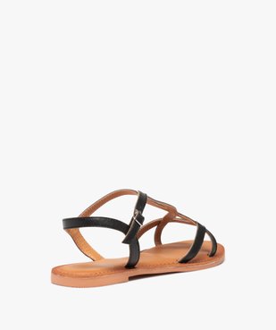 Sandales femme à talon plat et fines brides en cuir uni vue4 - GEMO (CASUAL) - GEMO