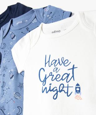 Bodies bébé à manches courtes thème espace (lot de 3) vue2 - GEMO 4G BEBE - GEMO
