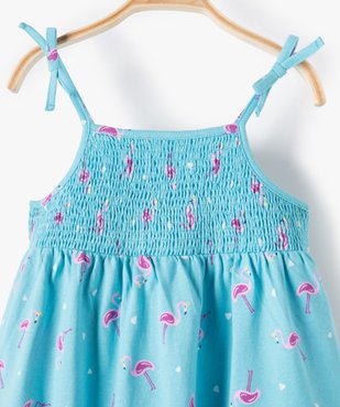Robe bébé fille imprimée à buste smocké et fines bretelles vue2 - GEMO(BEBE DEBT) - GEMO