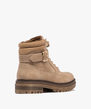 Boots femme fourrées à lacets avec bride à boucle couvrante vue4 - GEMO (CASUAL) - GEMO