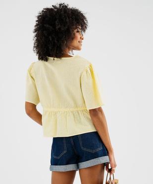 Blouse manches courtes en seersucker à basque femme vue3 - GEMO(FEMME PAP) - GEMO