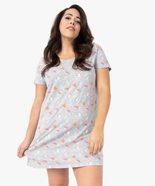 Chemise de nuit à manches courtes avec motifs femme grande taille vue1 - GEMO 4G FEMME - GEMO