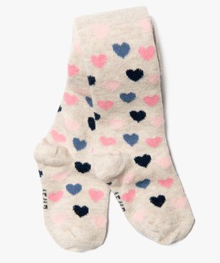 Collants bébé fille chaud imprimé cœurs vue1 - GEMO 4G BEBE - GEMO