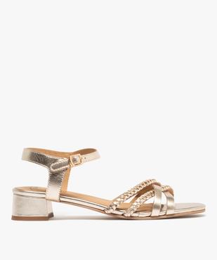 Sandales en cuir multibrides à talon large femme - Tanéo vue1 - TANEO - GEMO