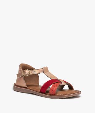 Sandales filles à brides croisées en cuir et talon fermé vue2 - GEMO (ENFANT) - GEMO