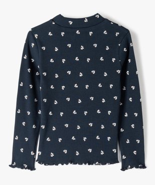 Tee-shirt fille à manches longues et col cheminé motif fleuri vue3 - GEMO (ENFANT) - GEMO