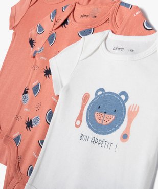 Body bébé manches courtes à col US motif fruits (lot de 3) vue2 - GEMO 4G BEBE - GEMO