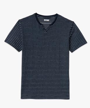 Tee-shirt manches courtes col fantaisie à rayures jacquard homme vue4 - GEMO (HOMME) - GEMO