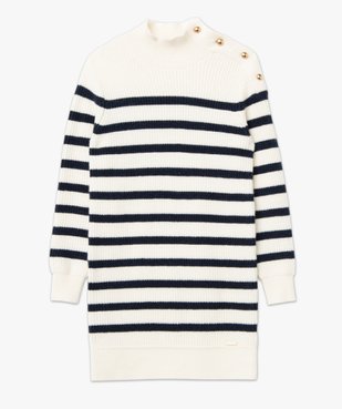 Robe pull marinière en grosse maille et col montant femme - LuluCastagnette vue4 - LULUCASTAGNETTE - GEMO