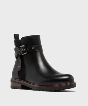 Boots femme à zip et détails suédés avec bride fantaisie  vue9 - GEMO (CASUAL) - GEMO