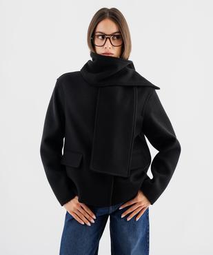 Manteau court écharpe femme vue1 - GEMO(FEMME PAP) - GEMO