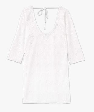 Robe de plage femme en maille ajourée à manches 3/4 vue4 - GEMO 4G FEMME - GEMO