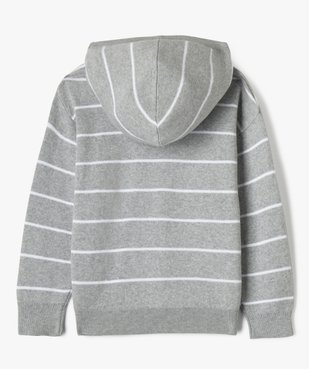 Pull à capuche en fine maille rayée garçon vue3 - GEMO (ENFANT) - GEMO
