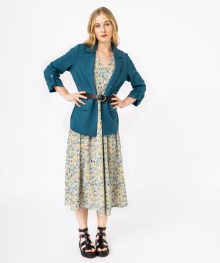 Veste droite en maille stretch manches 3/4 unie femme vue5 - GEMO(FEMME PAP) - GEMO