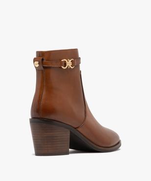 Bottines femme à talon carré et dessus en cuir avec bride fantaisie - Tanéo vue5 - TANEO - GEMO