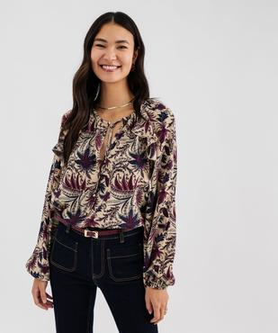 Blouse ample à motifs fleuris et volants femme vue1 - GEMO(FEMME PAP) - GEMO