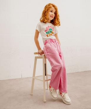 Jean wide leg avec ceinture élastique ajustable fille vue7 - GEMO (ENFANT) - GEMO