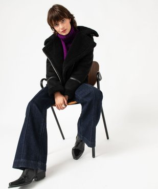Veste aviateur en suédine doublée sherpa vue1 - GEMO(FEMME PAP) - GEMO