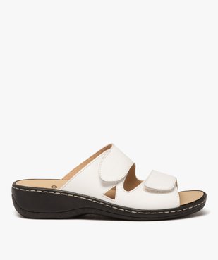 Mules femme confort avec brides unies en cuir et à scratch vue1 - GEMO (CONFORT) - GEMO