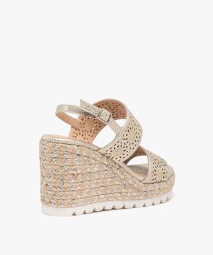 Sandales femme compensées à brides ajourées  vue4 - GEMO(URBAIN) - GEMO