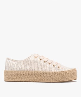 Baskets en toile pailletées avec semelle plateforme en corde femme vue2 - FOLLOW ME G4G - GEMO