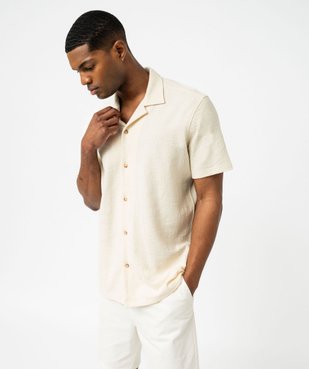 Chemise manches courtes en maille texturée et col cubain homme vue1 - GEMO (HOMME) - GEMO