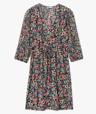 Robe femme imprimée avec col V et manches 3/4 vue4 - GEMO(FEMME PAP) - GEMO