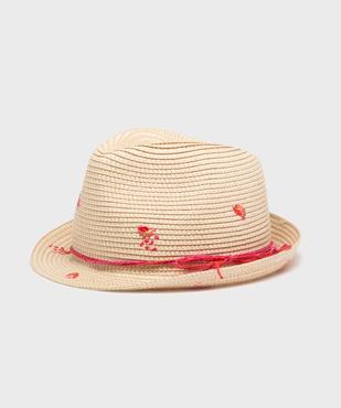 Chapeau de paille trilby à fleurs brodés fille vue1 - GEMO (ENFANT) - GEMO