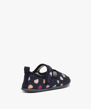 Chaussons fille ballerines en textile imprimé petits coeurs vue4 - GEMO 4G FILLE - GEMO