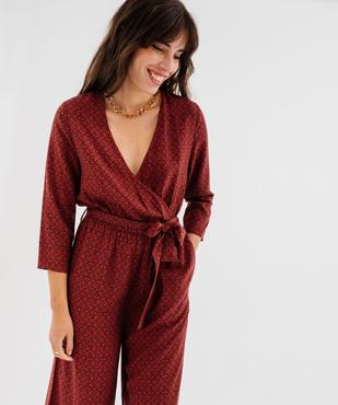 Combinaison pantalon fluide et imprimée décolleté cache-cœur femme vue3 - GEMO 4G FEMME - GEMO