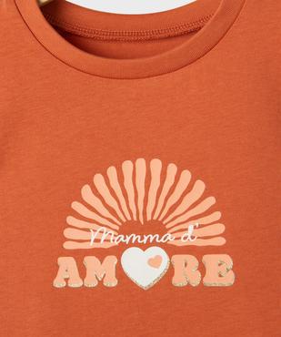 Tee-shirt manches courtes avec inscription pailletée bébé fille vue2 - GEMO(BEBE DEBT) - GEMO