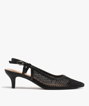 Escarpins sling-back en textile résille femme vue2 - FOLLOW ME - GEMO