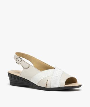 Sandales femme confort en cuir à talon compensé  vue2 - GEMO (CONFORT) - GEMO
